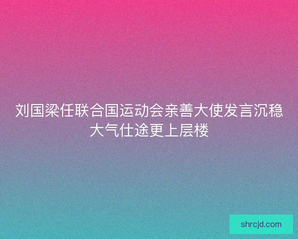 刘国梁任联合国运动会亲善大使发言沉稳大气仕途更上层楼